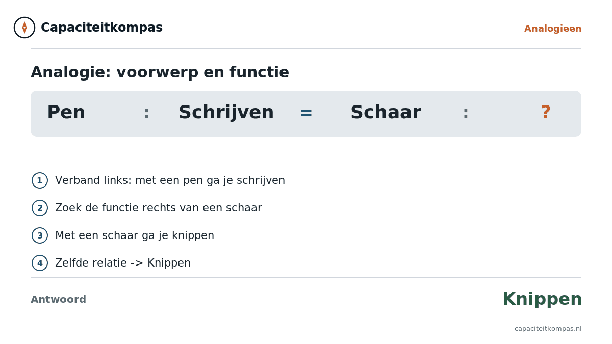 Uitleg analogie Pen tot Schrijven als Schaar tot Knippen (functie) - Capaciteitkompas